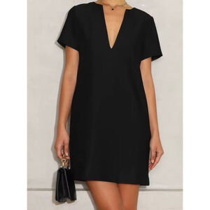 Women's AmyEnjoyLife Black V-Neck Midi Dress L